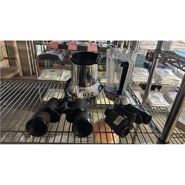 TASCO 10X50 288FT BINOCULARS, BUSHNELL 8X30 BINOCULARS & LEND BLENDER