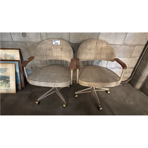 PAIR OF FABRIC ROLLING OFFICE CHAIRS