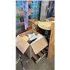 Image 2 : PALLET OF ASSORTED ITEMS INCLUDING; STORAGE BOXES, ROUND END TABLE, WOVEN BASKETS & MORE