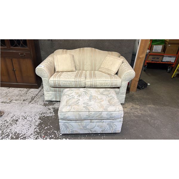 COVENTRY COLLECTION FABRIC LOVESEAT WITH FABRIC OTTOMAN
