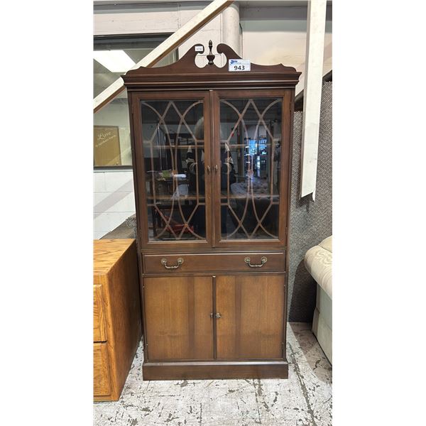 4-DOOR 1-DRAWER CHINA CORNER CABINET 33.5" X 20.5" X 70"