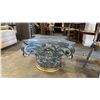 Image 1 : DARK GREY ROMANESQUE SIDE TABLE OR TABLE BASE: 16.5" T X 23.5"W X 24"D
