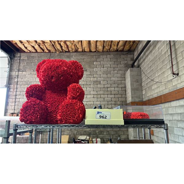 RED ROSE BEAR, I LOVE YOU SIGN MADE OF ROSES & ETERNAL ROSE HEART