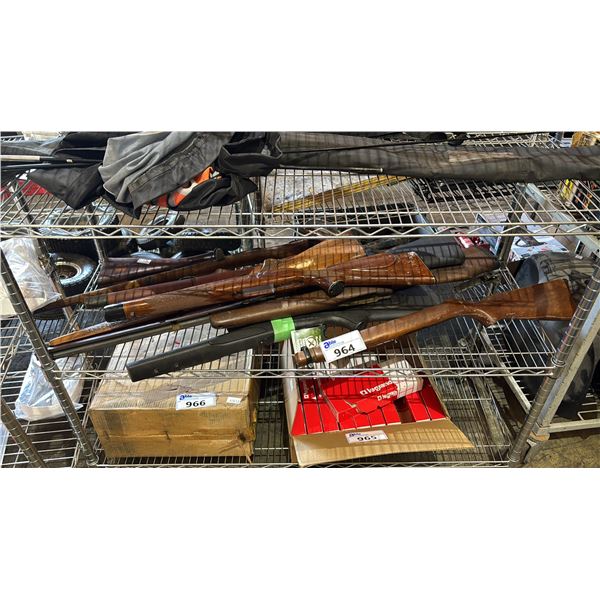SHELF OF ASSORTED RIFLE STOCKS