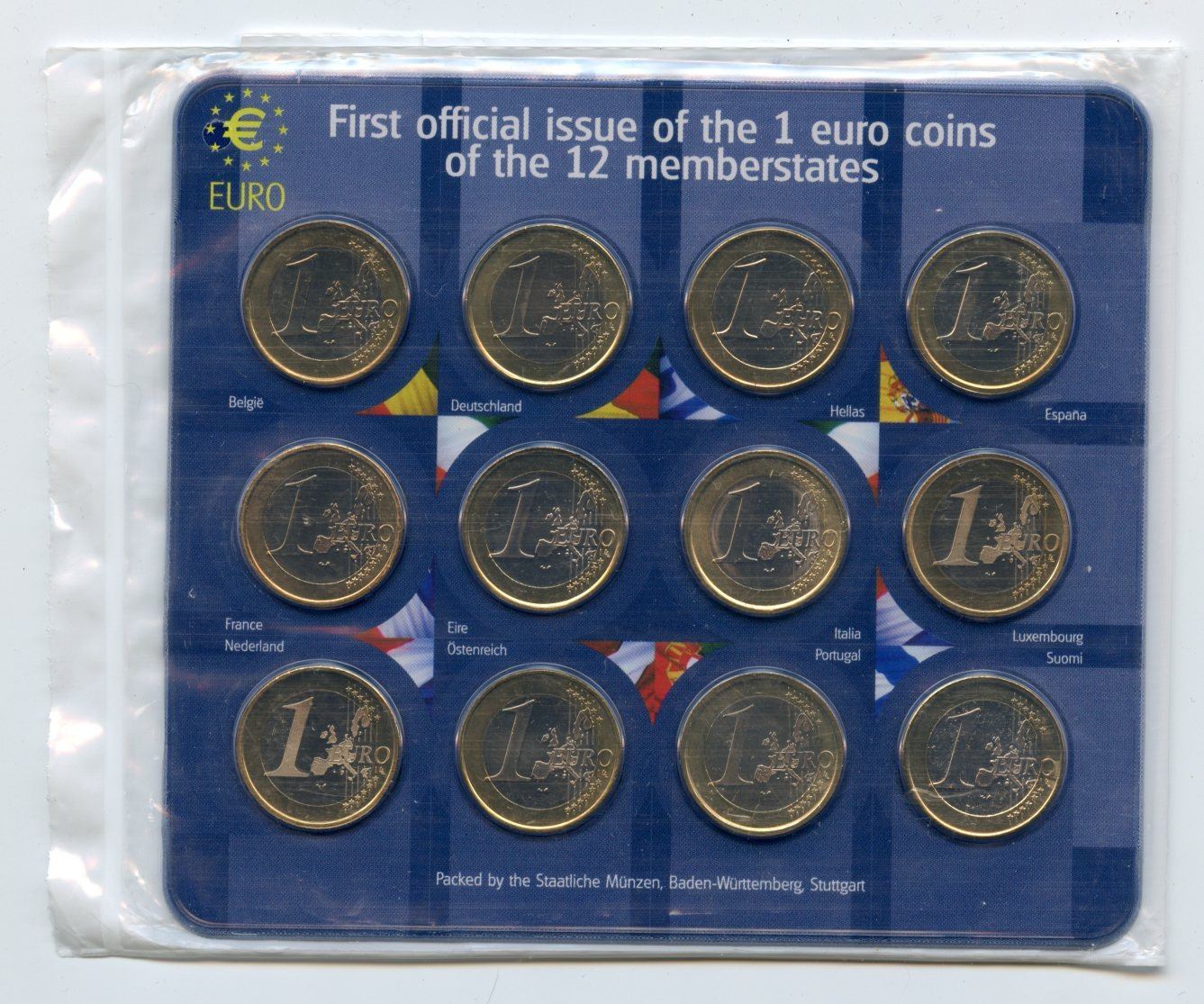 1st Official 1 Euro 12-Coin Set
