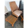 Image 1 : Rattan Side Chair w/ Woven Back & Seat Cushion 26" x 42"H w/ Wooden Table 20" x 23" x 10"H