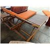 Image 5 : Qty 2 Wooden Slatted Chaise Lounge Chairs on Wheels w/ Adjustable Backrest & Orange Cushions 26" x 7