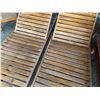 Image 9 : Qty 2 Wooden Slatted Chaise Lounge Chairs on Wheels w/ Adjustable Backrest & Orange Cushions 26" x 7