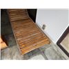Image 8 : Qty 2 Wooden Slatted Chaise Lounge Chairs on Wheels w/ Adjustable Backrest & Orange Cushions 26" x 7