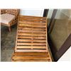 Image 9 : Qty 2 Wooden Slatted Chaise Lounge Chairs on Wheels w/ Adjustable Backrest & Orange Cushions 26" x 7