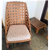 Image 1 : Rattan Side Chair w/ Woven Back & Seat Cushion 30" x 40"H w/ Wooden Table 20" x 23" x 10"H