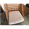 Image 3 : Rattan Side Chair w/ Woven Back & Seat Cushion 30" x 40"H w/ Wooden Table 20" x 23" x 10"H