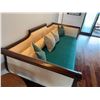 Image 18 : Large American Empire-Style Wooden Lounger w/ Carved Details & Cushions 94" x 48" x 36"H