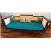 Image 1 : Large American Empire-Style Wooden Lounger w/ Carved Details & Cushions 94" x 48" x 36"H
