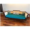 Image 2 : Large American Empire-Style Wooden Lounger w/ Carved Details & Cushions 94" x 48" x 36"H