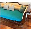 Image 3 : Large American Empire-Style Wooden Lounger w/ Carved Details & Cushions 94" x 48" x 36"H