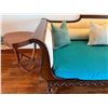 Image 9 : Large American Empire-Style Wooden Lounger w/ Carved Details & Cushions 94" x 48" x 36"H