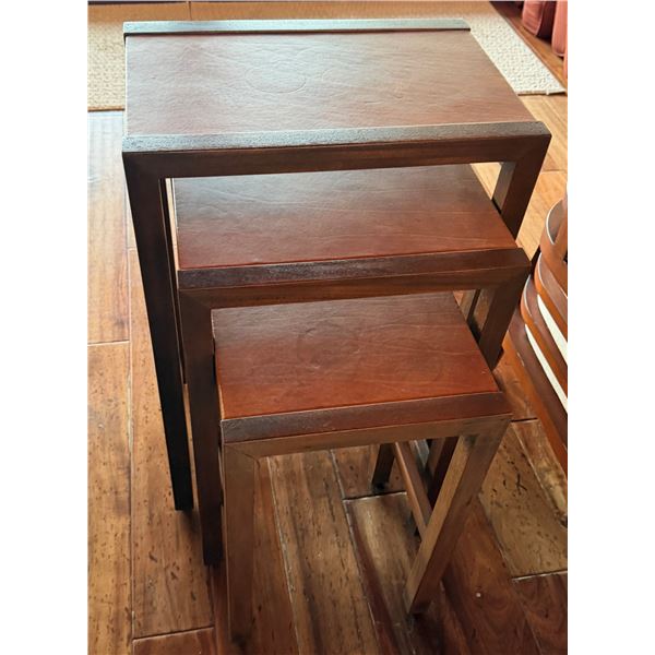 Qty 3 Wooden Nesting Side Tables 12"W x 27"H (largest)