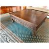 Image 5 : Carved Wooden Low Coffee Table w/ Floral Motif & Cabriole Legs 48" x 48" x 18"H