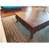 Image 8 : Carved Wooden Low Coffee Table w/ Floral Motif & Cabriole Legs 48" x 48" x 18"H
