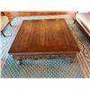 Image 9 : Carved Wooden Low Coffee Table w/ Floral Motif & Cabriole Legs 48" x 48" x 18"H