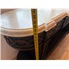 Image 16 : Wooden Oval Entry Console Table w/ Natural Stone Top 70" x 19" x 40"H