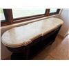 Image 2 : Wooden Oval Entry Console Table w/ Natural Stone Top 70" x 19" x 40"H