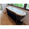 Image 3 : Wooden Oval Entry Console Table w/ Natural Stone Top 70" x 19" x 40"H