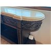 Image 7 : Wooden Oval Entry Console Table w/ Natural Stone Top 70" x 19" x 40"H