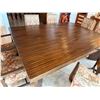 Image 10 : Wooden Dining Table 62" x 87" x 30"H w/ 8 Damask Upholstered Chairs