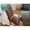 Image 16 : Wooden Dining Table 62" x 87" x 30"H w/ 8 Damask Upholstered Chairs