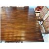 Image 3 : Wooden Dining Table 62" x 87" x 30"H w/ 8 Damask Upholstered Chairs