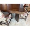 Image 5 : Wooden Dining Table 62" x 87" x 30"H w/ 8 Damask Upholstered Chairs