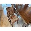 Image 6 : Wooden Dining Table 62" x 87" x 30"H w/ 8 Damask Upholstered Chairs