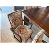 Image 9 : Wooden Dining Table 62" x 87" x 30"H w/ 8 Damask Upholstered Chairs