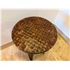 Image 2 : Round Wooden Side Table w/ Textured Top & Undershelf 18" Dia, 24"H