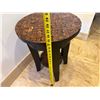 Image 5 : Round Wooden Side Table w/ Textured Top & Undershelf 18" Dia, 24"H