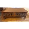 Image 1 : Carved Wooden Low Coffee Table w/ Floral Motif 36" x 18" x 14"H