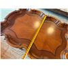 Image 11 : Carved Wooden Scalloped-Edge Coffee Table w/ Raised Rim 48" x 33" x 20"H