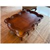 Image 3 : Carved Wooden Scalloped-Edge Coffee Table w/ Raised Rim 48" x 33" x 20"H