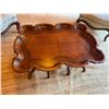 Image 4 : Carved Wooden Scalloped-Edge Coffee Table w/ Raised Rim 48" x 33" x 20"H