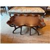 Image 8 : Carved Wooden Scalloped-Edge Coffee Table w/ Raised Rim 48" x 33" x 20"H