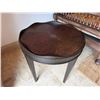 Image 2 : Carved Wooden Scalloped-Edge Round Table w/ Raised Rim 24" Dia, 25"H