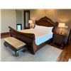 Image 10 : Wooden Sleigh Bed w/ Upholstered Bench & 2 Nightstands (mattress not included)