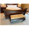 Image 4 : Wooden Sleigh Bed w/ Upholstered Bench & 2 Nightstands (mattress not included)