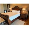 Image 8 : Wooden Sleigh Bed w/ Upholstered Bench & 2 Nightstands (mattress not included)