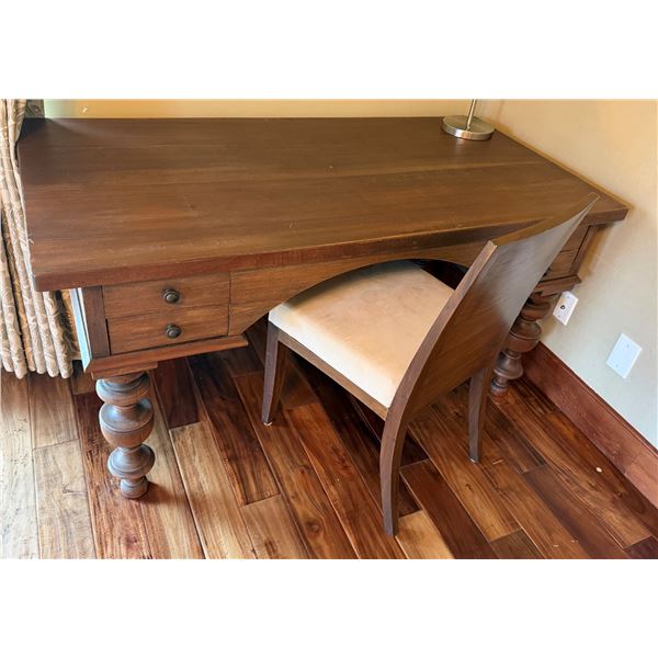Wooden Desk w/ 4 Drawers 60" x 30" x 30"H & Matching Chair w/ Upholstered Seat 36"H