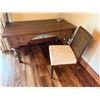 Image 4 : Wooden Desk w/ 4 Drawers 60" x 30" x 30"H & Chair w/ Upholstered Seat 36"H