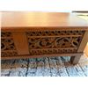 Image 4 : Carved Wooden Low Coffee Table w/ Floral Motif 36" x 18" x 14"H
