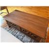 Image 6 : Carved Wooden Low Coffee Table w/ Floral Motif 36" x 18" x 14"H